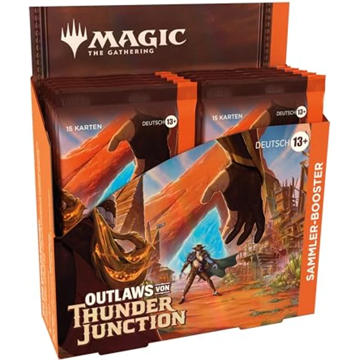Magic: The Gathering Outlaws von Thunder Junction Sammler-Booster-Display – 12 Booster (180 Magic-Karten) (deutsche Version) - Sammelkarten mit alternativen Kartenrändern und speziellen Eilmeldung-Karten – Bild 1