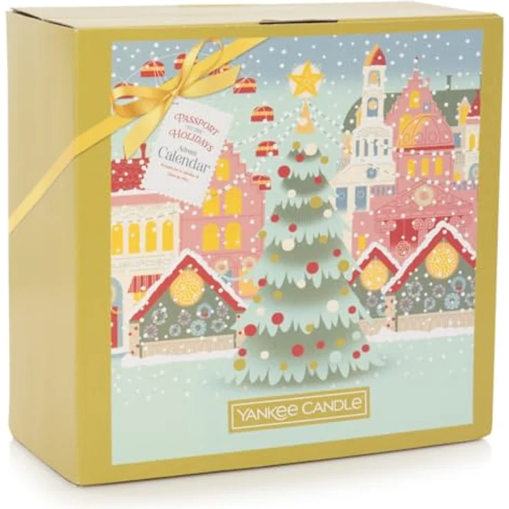 Yankee Candle - Adventskalender Buch 2024 | 12 Votivkerzen | 12 Teelichter | 1 Teelichterhalter | Passport to the Holidays, Exklusive Duftvielfalt, Edles Design, Perfektes Geschenk, Hochwertige Verarbeitung – Bild 1