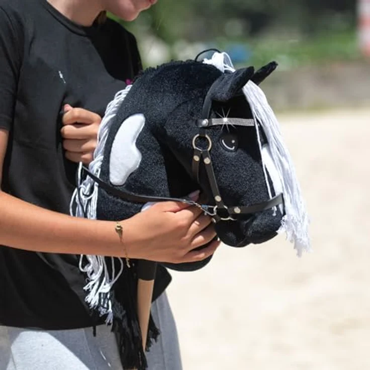 Hobby Horse Land Black Diamond A3, Schecke mit Glitzer-Trense, geeignet für Kinder ab 5 Jahren, CE-zertifiziert – Bild 3