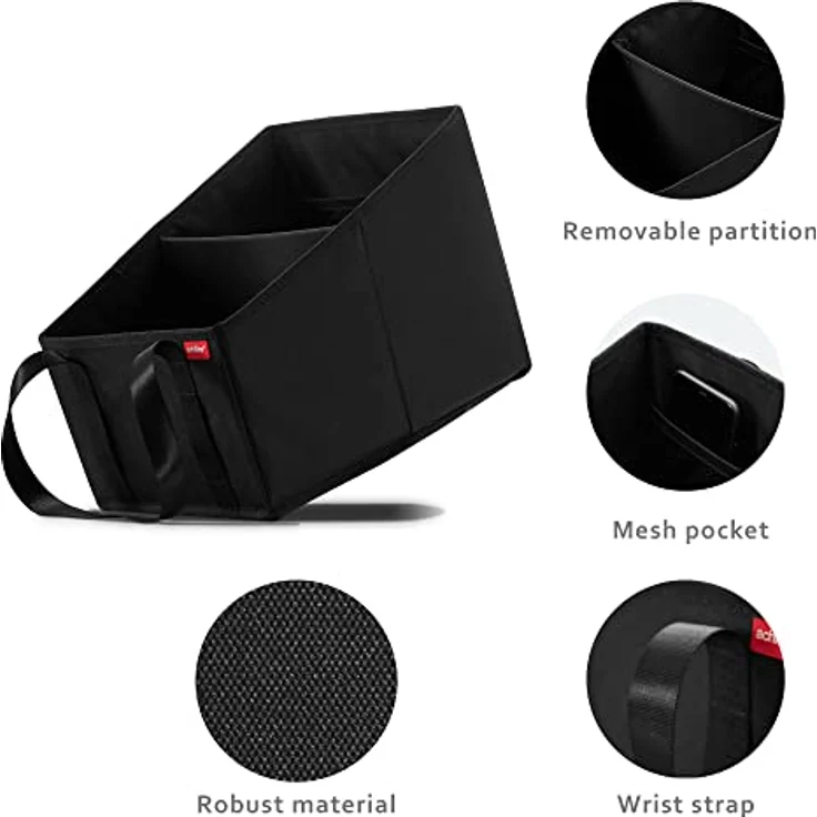 achilles Beifahrer-Organizer, Rücksitz-Box, Autositz-Tasche, Vordersitz-Faltkorb, Autotasche, 31x25x25cm,Schwarz – Bild 3