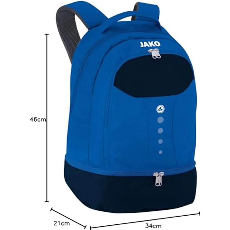 Jako Sporttasche 1816 Rucksack Striker mit Bodenfach, Unisex, Polyester 600 D, 34 x 21 x 46 cm, Blau – Bild 6