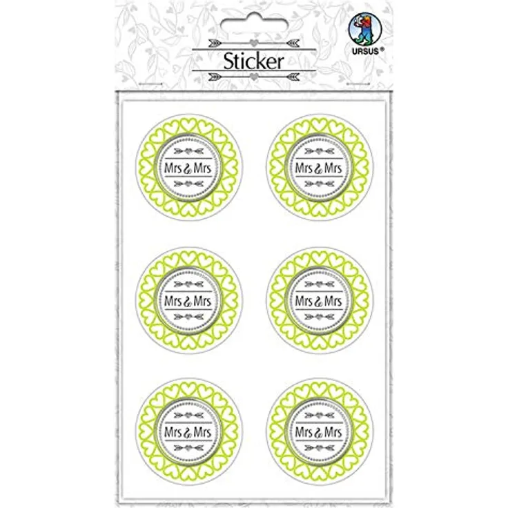 Ursus 59530002F - Sticker Hochzeit, 24 Stück, Aufkleber mit Schriftzug Mr & Mrs, selbstklebend, folienveredelt, Durchmesser ca. 4,8 cm, ideal zum Verzieren von Karten, Scrapbooking, und Geschenken
