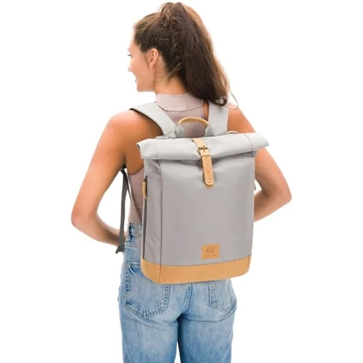 Fillikid Wickeltasche Berlin, Rolltop-Design, 25 Liter, inklusive Wickelunterlage, witterungsbeständig aus Rauhleder und Polyurethan, mit Thermofach und Schnellzugriff – Bild 9