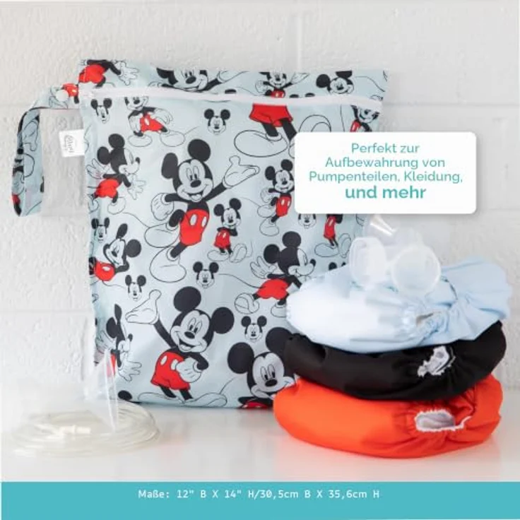 Bumkins Disney Baby Wet Tasche, wasserdichter Reise-Organizer für Windeln und Babyutensilien, Grau mit Disney-Motiv – Bild 5