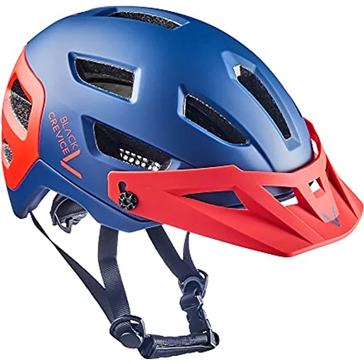 Black Crevice MTB Fahrradhelm, Navy/red, S/M (54-58cm) - Anpassbares Kinnband, herausnehmbare Polsterung & CE:EN 1078:2012+A1:2012-zertifiziert