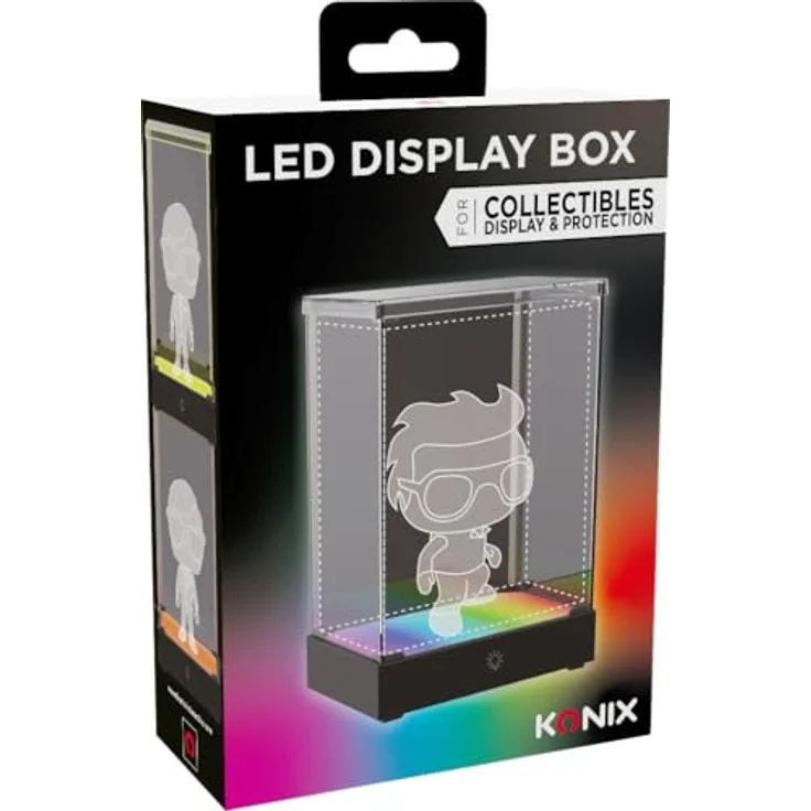 Konix Acryl Display Case mit RGB-Beleuchtung, Vitrine für Funko Pop Figuren, Touch-Bedienung, USB-Betrieb, 9 x 9 x 14 cm – Bild 1
