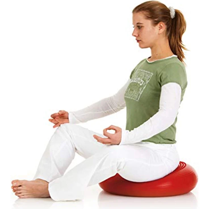 Togu Dynair Ballkissen XXL rot Balance Kissen 50 cm groß Ballsitzkissen mit Noppen 50 cm Geleichgewichtskissen Balancekissen groß für Gleichgewicht Koordination und Stabilität Balance Pad Luftkissen Sitzkissen für Fitness, Yoga, Pilates – Bild 3