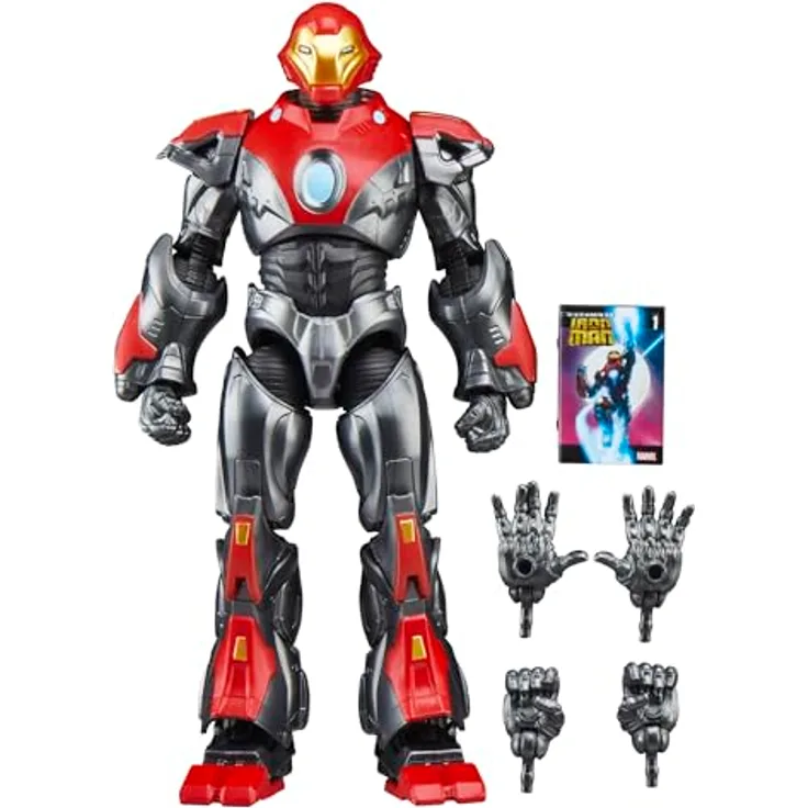 Marvel Legends Series Ultimate Iron Man Action-Figur, 15 cm premium-design mit Comic-Accessoire und 4 austauschbaren Händen
