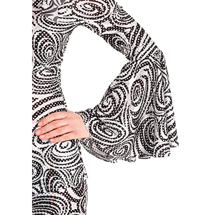 Metamorph Disco Wirbelwind Kostüm (M) mit Glockenärmeln, weitem Schlag und passendem Stirnband, 100% Polyester – Bild 7