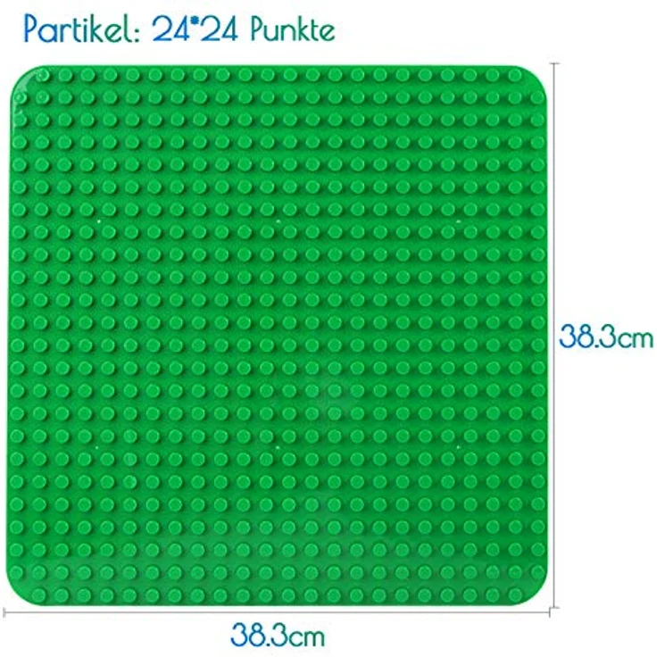 Große Bauplatte Kompatibel mit Duplo Platten,große Grundplatte,38*38cm Platten-Set für Kreatives Spielen, Lernspielzeug (Grün, Grau, Hellgrün) – Bild 3