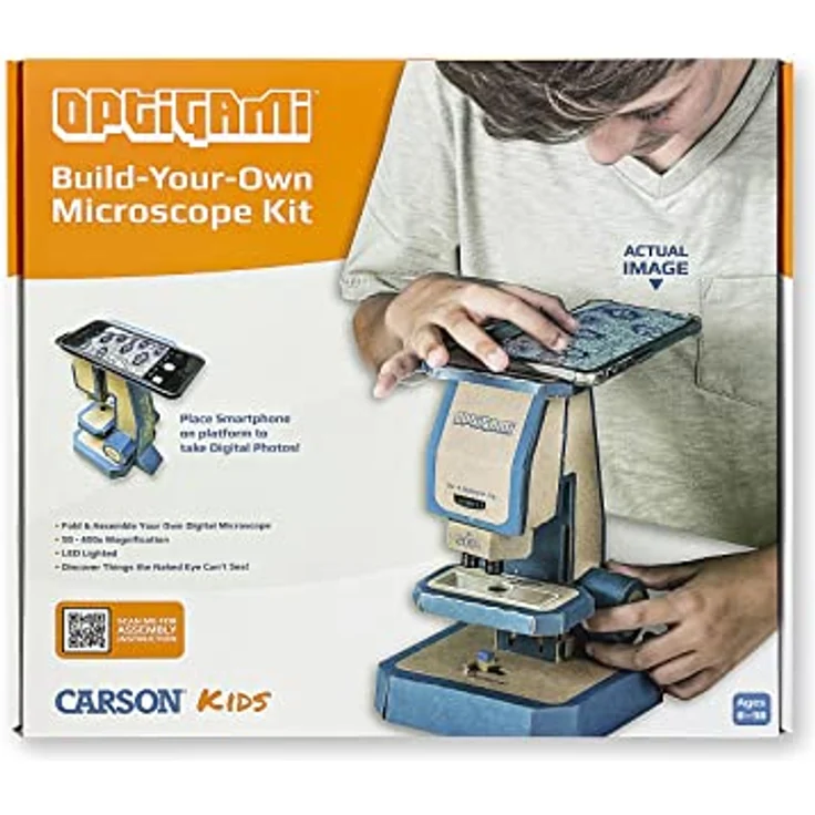 Carson Optigami OG-100, Mikroskop-Bausatz zum Selberbauen mit 50-400x Vergrößerung, schwarz, für Kinder von 8-12 Jahren – Bild 5