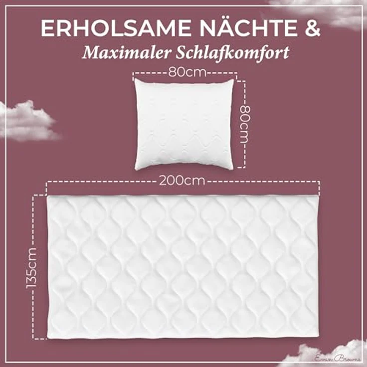 EVAN BROWNS® Bettdecke 135x200 Set mit Kissen - atmungsaktiv und pflegeleicht, Kinderbettwäschen, weiß – Bild 2