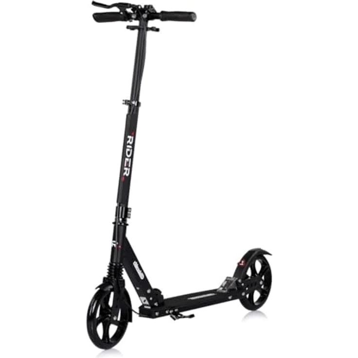 Chipolino Rider Kinderroller, klappbar, höhenverstellbar mit Stoßdämpfern, PU-Räder, schwarz, für Kinder ab 8 Jahren – Bild 2