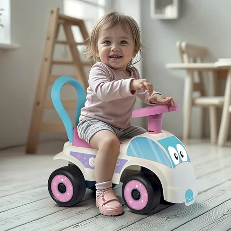 Dolu Walk & Drive, Fuß-zu-Boden-Ride-On-Auto für Kinder von 12 bis 36 Monaten, weiß, mit Hupe und praktischer Aufbewahrung unter dem Sitz – Bild 2