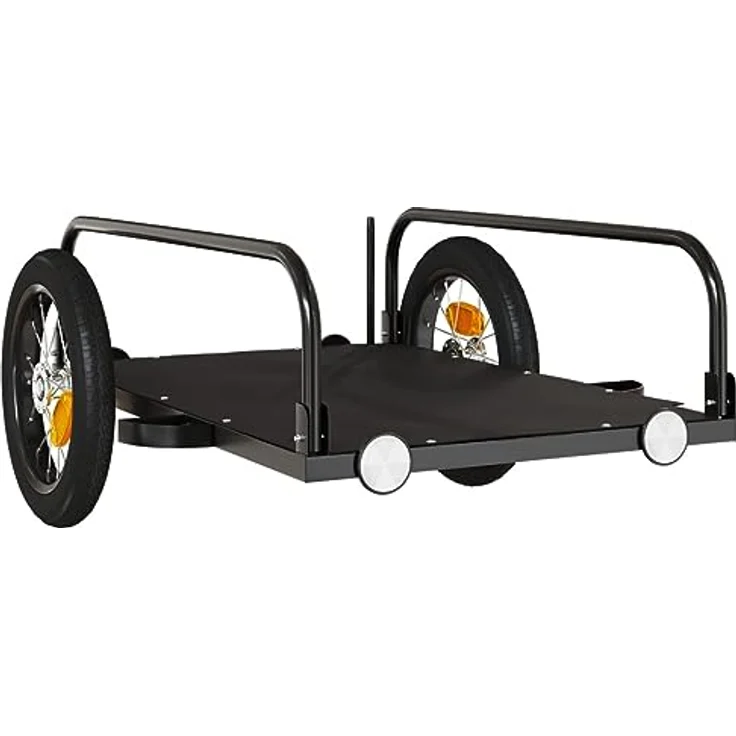 vidaXL Fahrradlastenanhänger Schwarz 122x53x31 cm Eisen, Max. Belastung 30 kg, mit Deichsel und Sicherheitsflagge – Bild 7