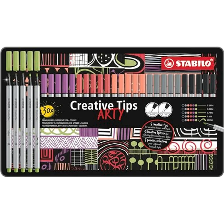 STABILO Filzstift STABILO Creative Tips ARTY Multiliner-Set - PASTEL - 30er Metalletui – Bild 3