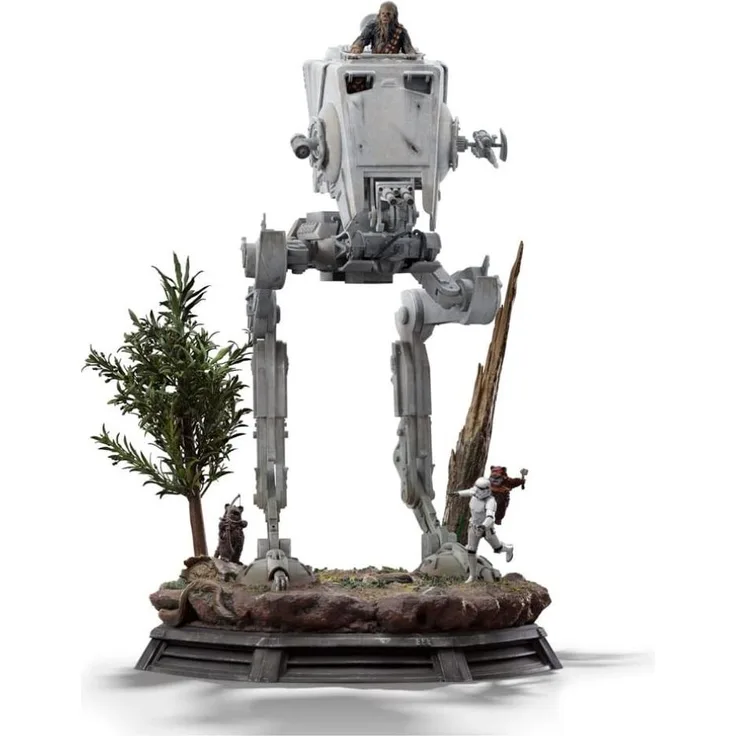Iron Studios Star Wars Demi Art Scale Statue 1/20 AT-ST und Chewbacca, 53 cm, detailreiche Sammelfigur aus hochwertigem Resin