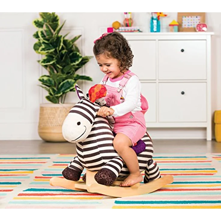 B. toys Schaukelpferd Zebra gestreift aus weichem Plüsch und hochwertigem Holz, Schaukeltier zum Draufsitzen für Kinder und Babys ab 18 Monaten – Bild 6