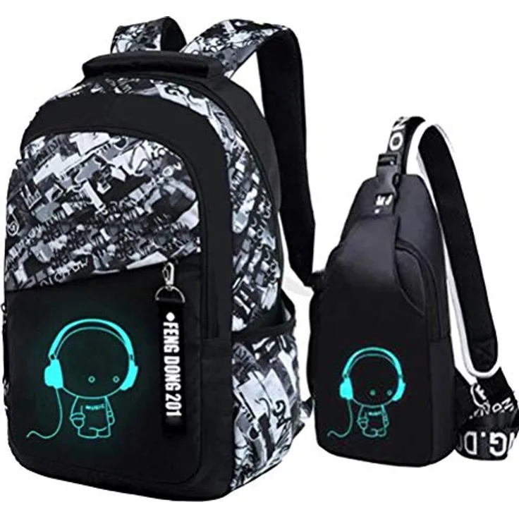 Asge 128-1 Oxford-gewebe Schulrucksack, grau, reflektierender Daypack mit verstellbaren Schultergurten und großer Kapazität (32 x 43 x 15 cm)