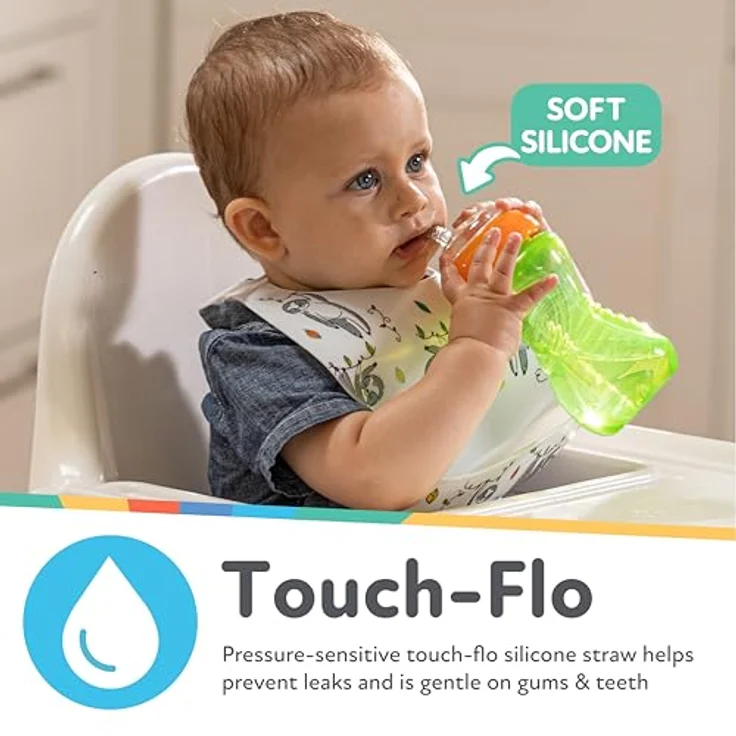 Nuby No-Spill Schnabelbecher mit flexiblem Strohhalm, rosa, 300 ml, 3er-Pack, auslaufsicher, für 12+ Monate – Bild 2