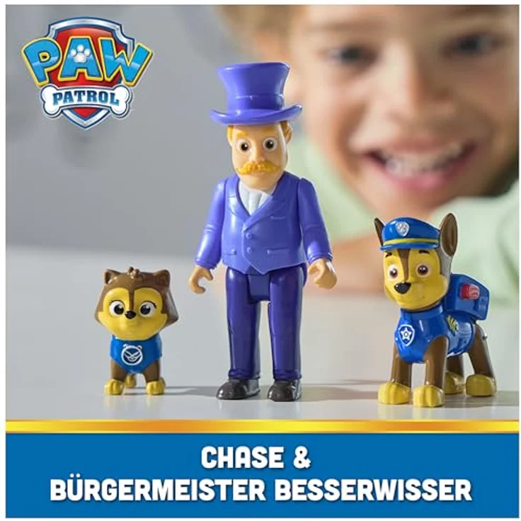 PAW PATROL Hero Pups – Actionfiguren-Set mit 1 Chase Hundefigur, 1 Chaos-Kätzchen Figur und 1 Bürgermeister Besserwisser Figur, Spielzeug für Kinder ab 3 Jahren – Bild 2
