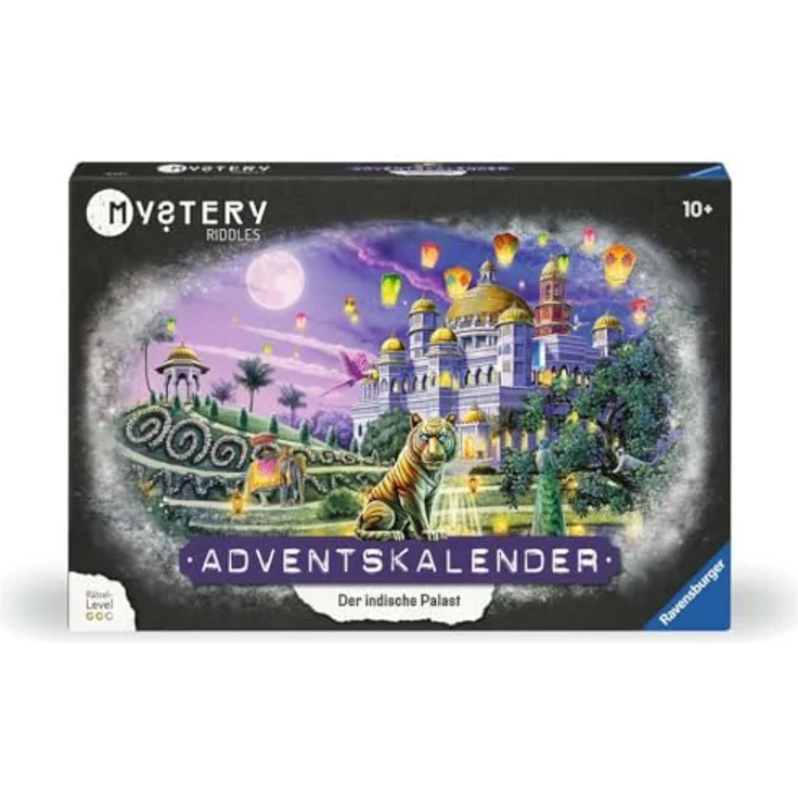 Ravensburger Mystery Adventskalender - Der indische Palast, Escape Room Abenteuer mit 55 Rätselkarten und Lösungslupe, Deutsch – Bild 1