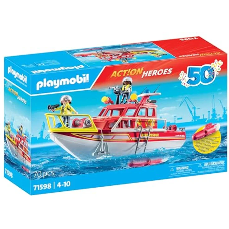 Playmobil® Feuerlöschboot (71598), Action Heroes, 50 Jahre Konstruktions-Spielset, (70 St) – Bild 2