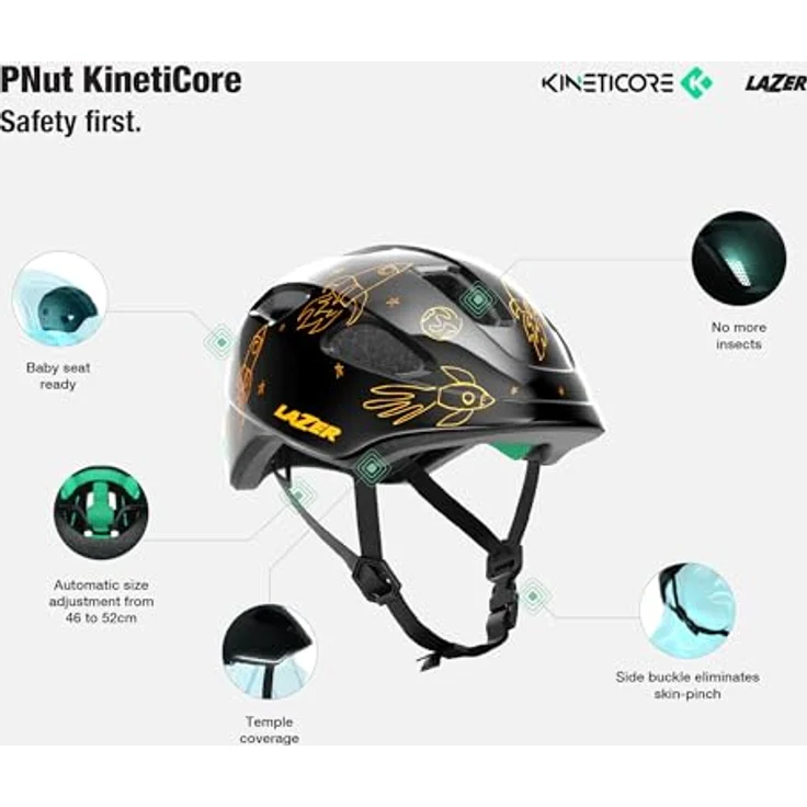 LAZER Pnut 2.0 KinetiCore, leichter Kinderfahrradhelm mit sicherem Passformsystem in Bagger-Design, Einheitsgröße – Bild 3