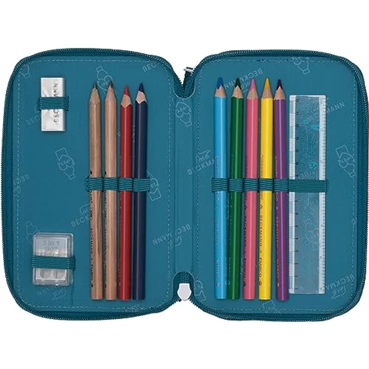 BECKMANN, 3-fächrige Federmappe Jungle Game, mit Inhalt, Mäppchen Federtasche, Grundschule, 1. Klasse, Green – Bild 2