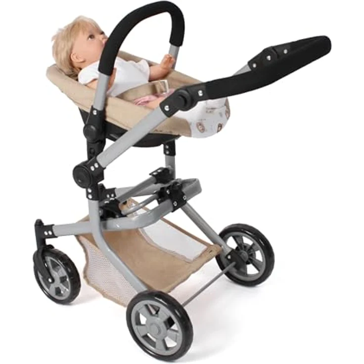 Bayer Chic 2000 Puppen-Autositz mit Adapter für Puppenwagen, geeignet für Puppen bis 50 cm, Bärchen beige, 45 x 30 x 35 cm – Bild 3