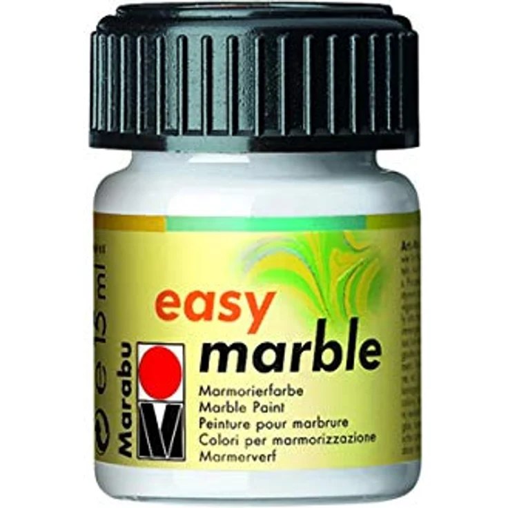 Marabu Easy Jar 15ml, Marmorfarbe weiß mit Tropfdeckel, feucht abwischbar – Bild 1