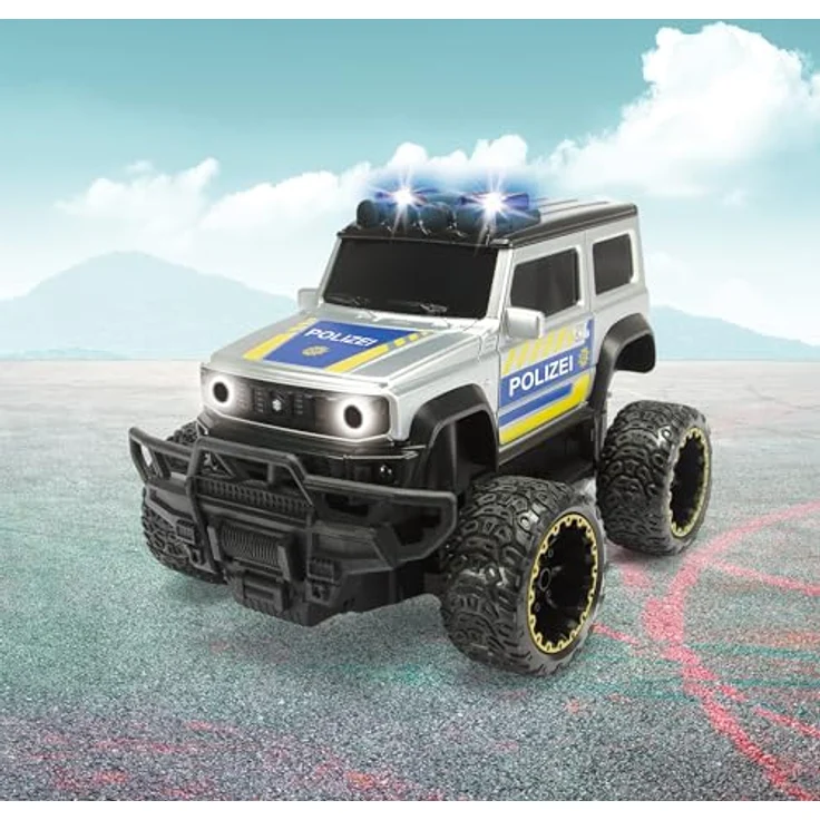 Dickie Toys RC Auto Suzuki Jimny Police, ferngesteuertes Polizeiauto (20 cm) mit Licht & Sound, 8 km/h, 2,4 GHz Fernbedienung, ab 3 Jahre, inkl. Batterien – Bild 5