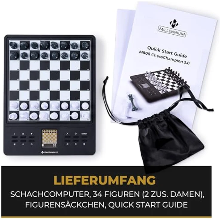 Millennium 2000 Chess Champion 2.0, Schachcomputer mit KI-Trainer und Farbdisplay, kompakt und mobil – Bild 9