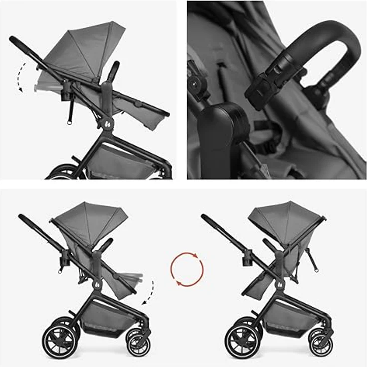 Hauck 2in1 Kinderwagen Convert N Care, ab Geburt bis 4 Jahre, Dark Grey, inkl. Matratze und Babyschalen-Adapter – Bild 5