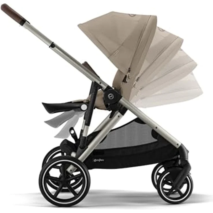 Cybex Gazelle S Kinderwagen, Goldtaupe/Mandelbeige, ergonomisch verstellbar mit XXL-Sonnenverdeck – Bild 5