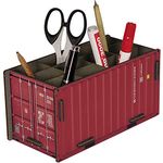 Werkhaus Container Penbox rot, Stifteköcher aus Holz mit 12 Fächern und kinderleichtem Aufbau