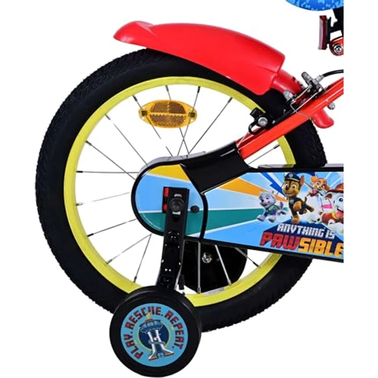Volare Kinderfahrrad Paw Patrol - Jungen - 16 Zoll - Rot - Zwei Handbremsen, geschlossener Kettenkasten, Luftbereifung, Klingel, Stützräder – Bild 3