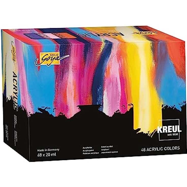 KREUL Solo Goya Acrylic Set, 48 Farben in 20 ml Tuben, Künstler-Acrylfarbe in Studienqualität, schnelltrocknend, wasserfest, hohe Farbintensität – Bild 1