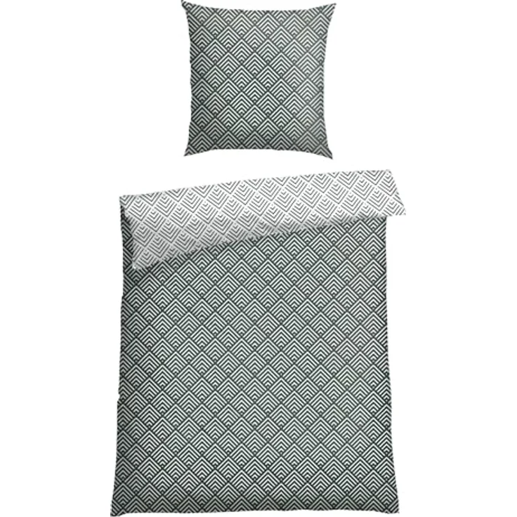 Schiesser Bettwäscheset Mabel | Renforcé | 100% Baumwolle aus nachhaltiger Produktion | 155x220cm + 80x80cm | Dunkelgrün – Bild 4