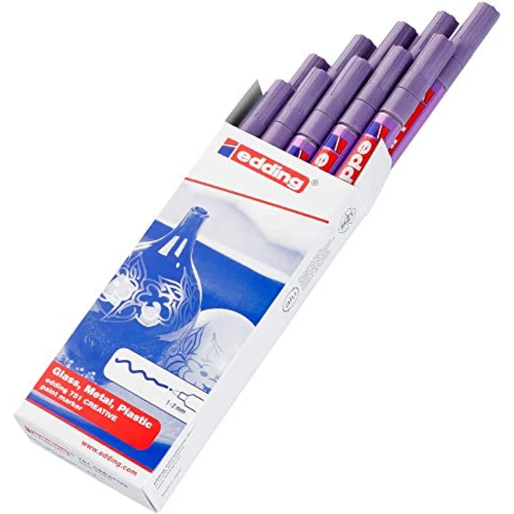 edding Permanentmarker Glanzlack-Marker 751, violett-metallic, permanente, geruchsarme Tusche, stark deckend, 10 Stück – Bild 2