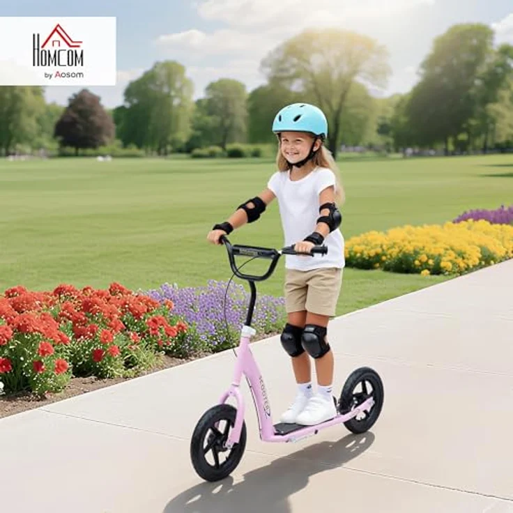 Kinderroller Anti-Rutsch Trittfläche, Metallfahrradständer zum Parken, (Farbe: pink) – Bild 3