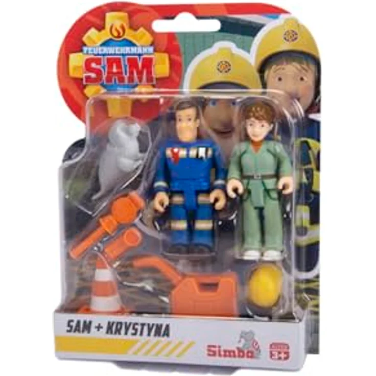 Simba Dickie Sam Figuren Doppelpack V, 4 Sortierungen, mit neuen Uniformen, 2 Figuren, 1 Tier und Zubehör, beweglich, 7,5 cm, für Kinder ab 3 Jahren – Bild 6