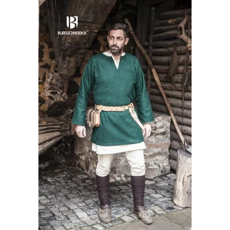 Burgschneider - Wolltunika Lodin - Grün (XXL, Unisex, Wolle) Historisch - Early Medieval, Viking – Bild 3