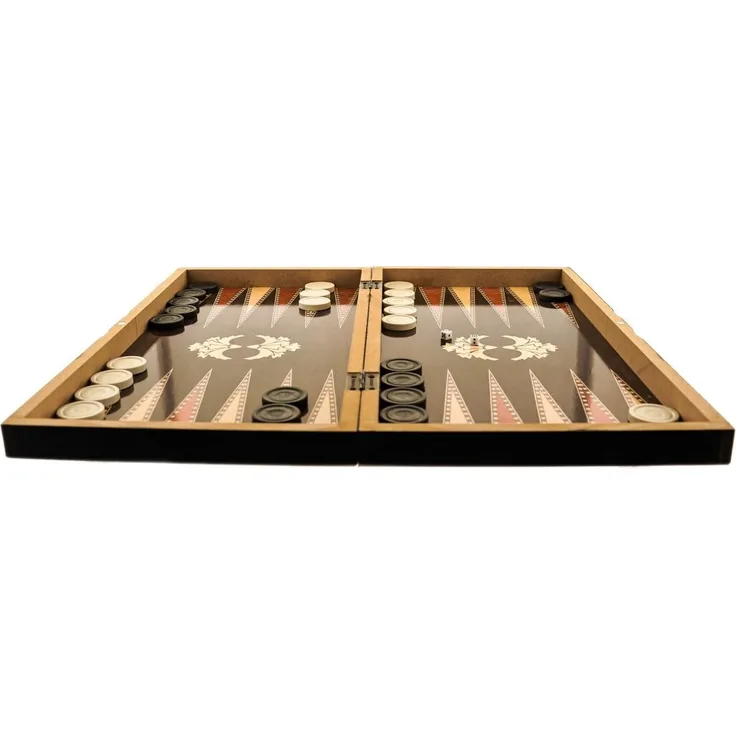 Almina Backgammon Brettspiel aus Holz – Kaplama Tavla, handgefertigt, traditionelles Design, inklusive Spielsteine und Würfel, kompakt für zuhause oder unterwegs