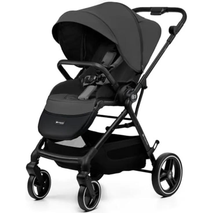 Kinderkraft YOXI 2-in-1 Kinderwagen, Buggy von Geburt bis 22 kg, leicht zusammenklappbar, großes, wasserdichtes Verdeck mit UPF50+, graue Farbe, inkl. Korb bis 5 kg