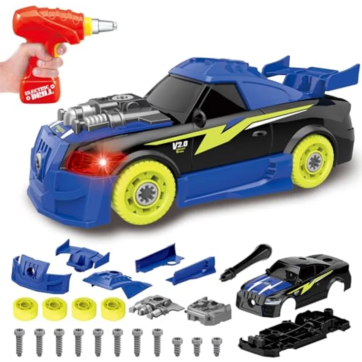 Pup Go Auseinander Nehmen Auto, 26-teiliges Spielzeug mit elektrischer Bohrmaschine, geeignet für Kinder ab 3 Jahren, inklusive 4 Ersatzschrauben – Bild 1
