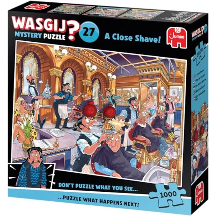 JUMBO Wasgij Mystery 27 – Eine Rasur sehr nah – A Close Shave! – Lustiges Puzzle für Erwachsene mit 1000 Teilen aus 100% recyceltem Karton – Bild 1