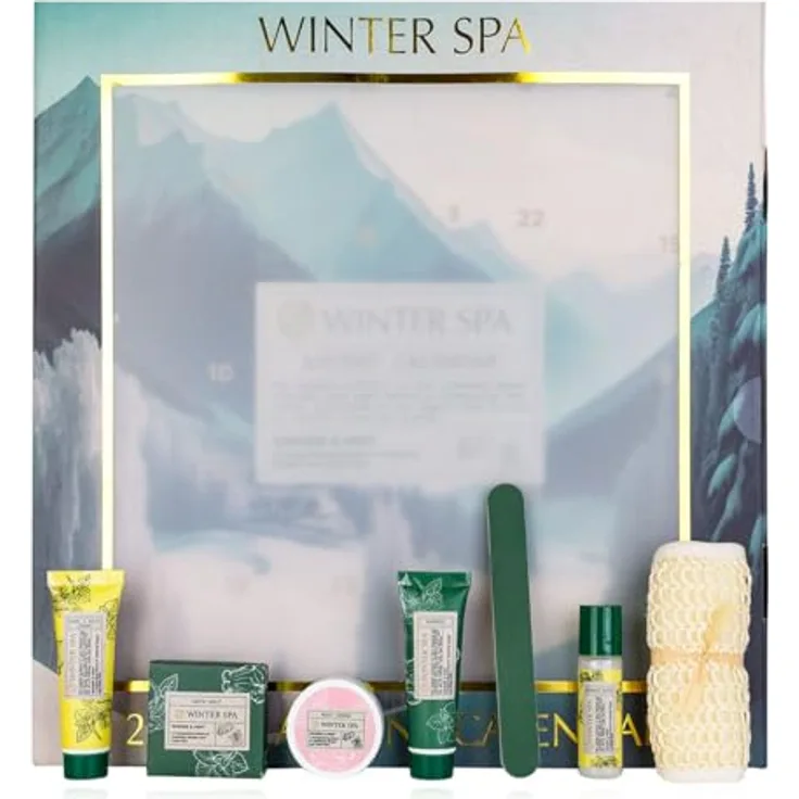 Accentra Winter Spa Adventskalender für Frauen, Wellness-Box mit 24 Beauty-Überraschungen, 40 x 4.7 x 40 cm