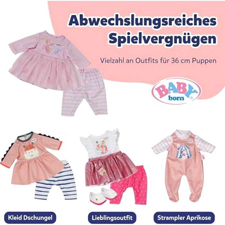 Baby Born Puppenkleidung Kleid Rosé, langärmliges Outfit mit schwingendem Tüllrock für 36 cm große Puppen – Bild 6