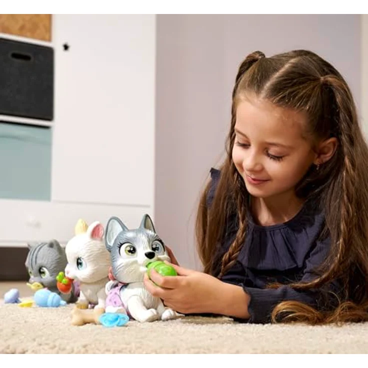 Simba Toys Pamper Petz Husky, interaktives Kuscheltier mit Trink- und Nässfunktion, 15 cm, inkl. Überraschungen und Adoptionsurkunde – Bild 7